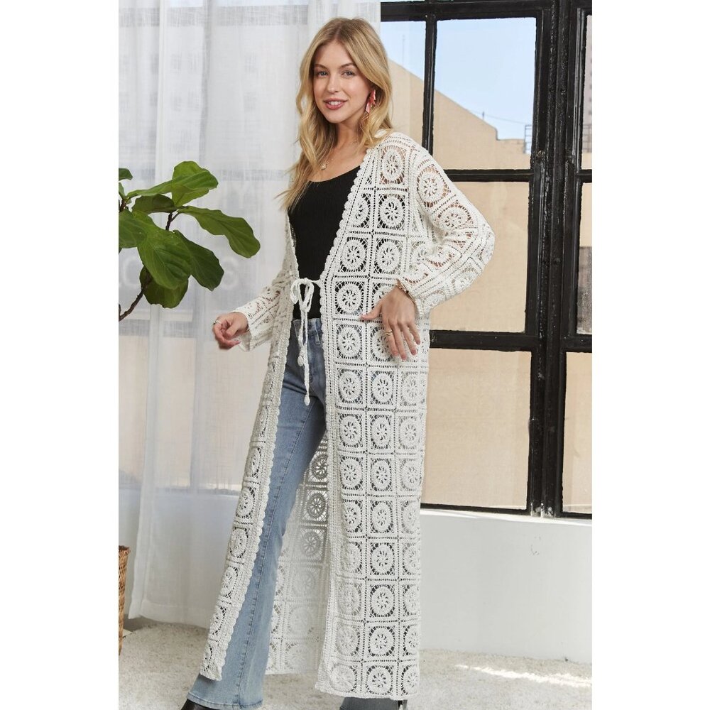 ADORA Long Sleeves Crochet Elastic Cardigan - Picture 3 of 9